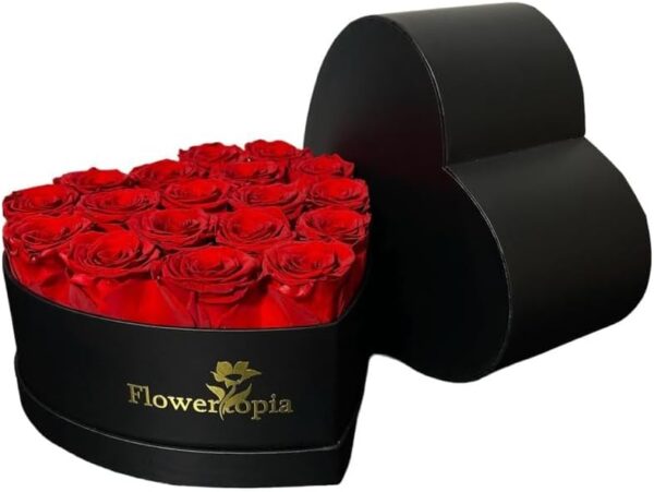 Rosas em caixa formato coração
