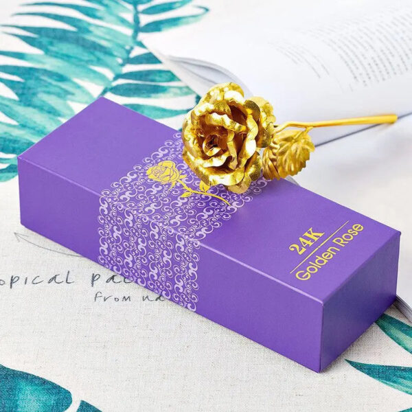 Rosa Ouro 24K com caixa - Imagem 4