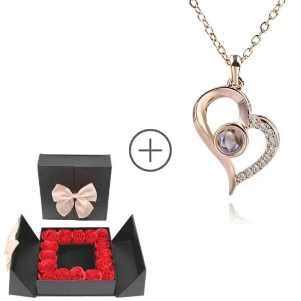 Caixa com 16 Rosas + Colar Eu te amo" em 100 idiomas [PROMOÇÃO DIA DAS MÃES] - Imagem 7