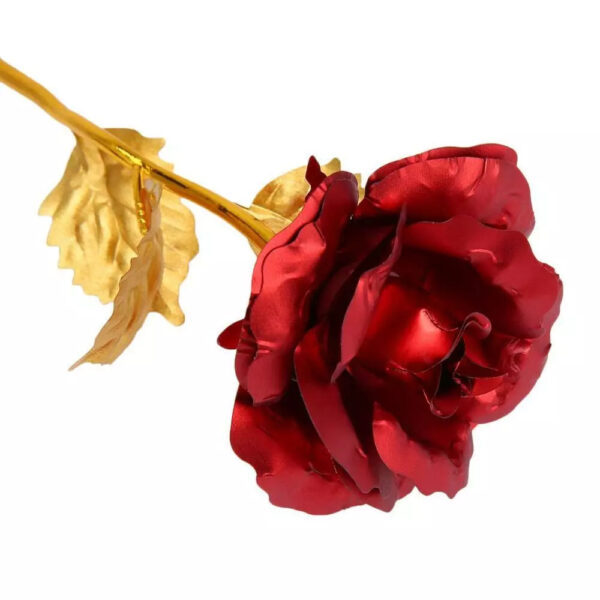 Rosa Banhada a Ouro + Caixa [Vermelha] - Imagem 5