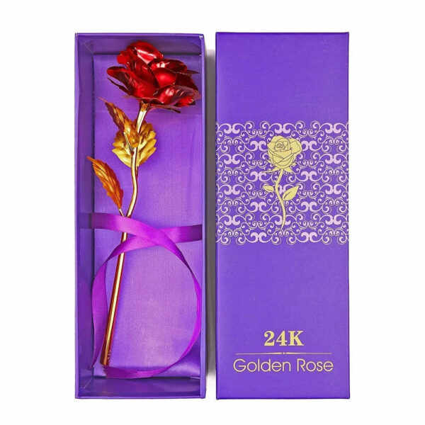 Rosa Banhada a Ouro + Caixa [Vermelha] - Imagem 6