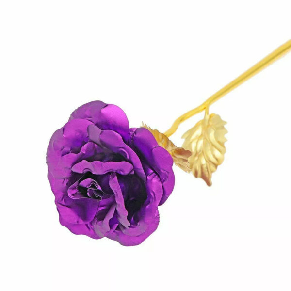 Rosa Banhada a Ouro + Caixa [Roxo] - Imagem 3