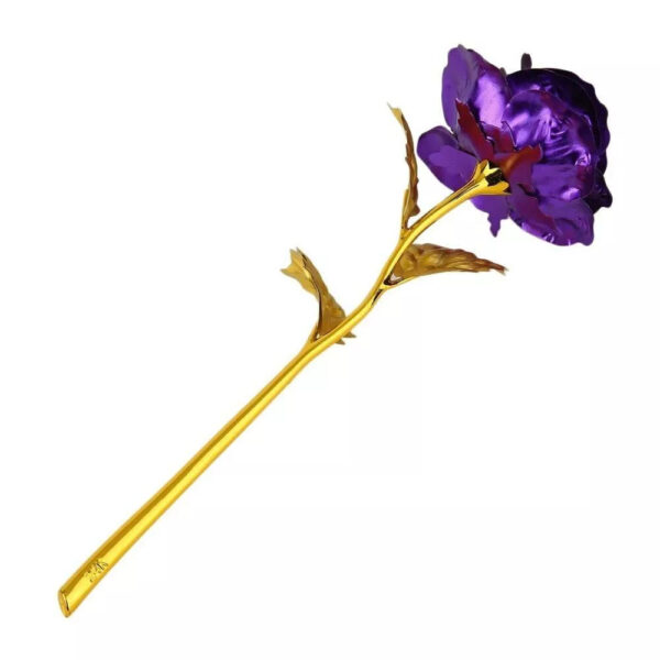 Rosa Banhada a Ouro + Caixa [Roxo] - Imagem 6