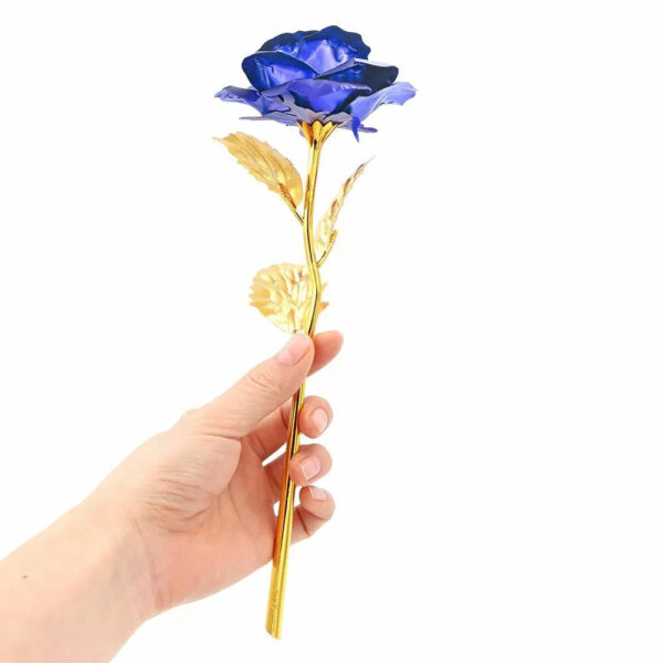 Rosa Banhada a Ouro + Caixa [AZUL] - Imagem 4