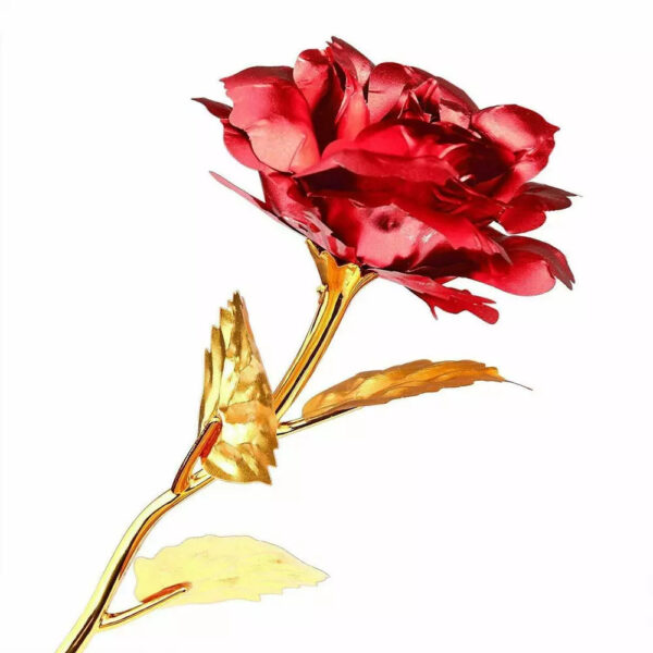 Rosa Banhada a Ouro + Caixa [Vermelha] - Imagem 3