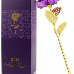 Rosa Banhada a Ouro + Caixa [Roxo]