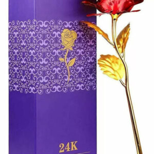Rosa Banhada a Ouro + Caixa [Vermelha]